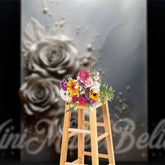 Aperturee - Abstract Wall Gray Large Flowers Fine Art Backdrop